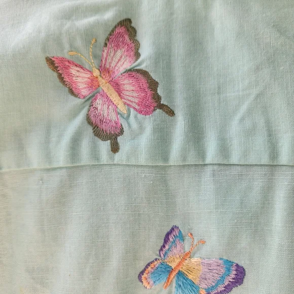 Quacker Factory Mint Green Shirt with Butterfly Embroidery - Picture 7 of 7